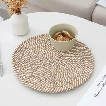 Салфетка из хлопковой веревки диаметром 30 см, термостойкая, большая, подставка под миску в деревенском стиле