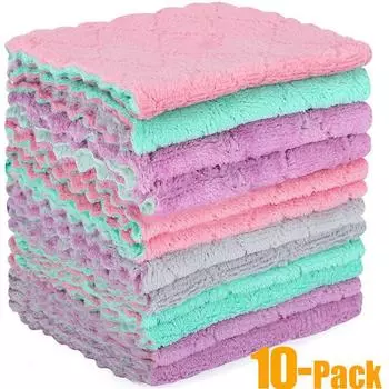 Салфетка из микрофибры — 10 шт. кухонных полотенец — двустороннее полотенце из микрофибры 10Pcs разноцветный