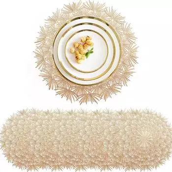Салфетки элегантные салфетки салфетки в форме цветка одуванчика виниловые салфетки для кухни обеденный стол праздник свадьба рождество 4Pcs золотой