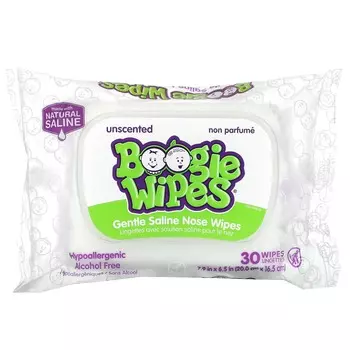 Салфетки Boogie Wipes, мягкие солевые носовые салфетки, без запаха, 30 листов