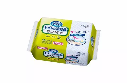 Салфетки детские Kao Relief Flushable, 24 шт., сменная упаковка, (48 разрезов)