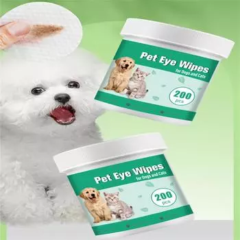 Салфетки для чистки глаз у собак и кошек PET - Мягко удаляют слезные пятна, инородные тела из глаз, выделения, слизистые выделения. Салфетки для чистки и ухода за домашними животными, Wr One Size
