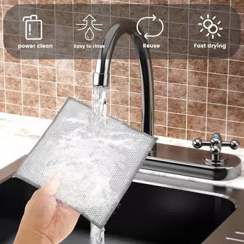 Салфетки для чистки стальной проволоки, не царапающие проволочные тряпки для мытья посуды, тряпки из металлической серебряной проволоки, салфетки для удаления ржавчины, чистка кухни