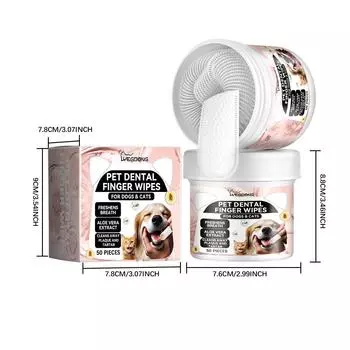 Салфетки для чистки зубов YEGBONG для собак и кошек, уменьшают зубной налет и зубной камень, одноразовые щадящие салфетки для чистки и ухода за деснами для домашних животных 50pcs