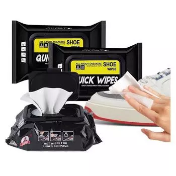 Салфетки для кроссовок 1 упаковка 30 шт. - портативный очиститель для путешествий для быстрого удаления грязи и пятен 30pcs чёрный