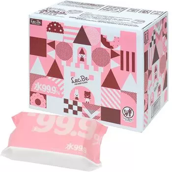 Салфетки для рук LEC Pure Water, сетчатые листы 80 x 15, коллаген, экстракт листьев персика, двойное увлажнение, ингредиенты, произведено в Японии, 99,9% (1200 листов)