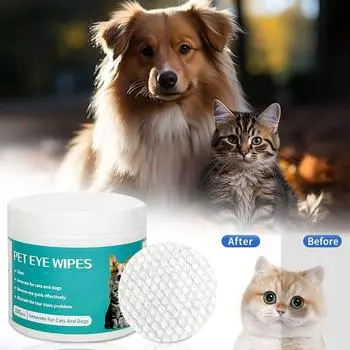 Салфетки для собачьих глаз Салфетки для собачьих глаз Салфетки для удаления пятен от слез Салфетки для глаз для собак Кошек Аккуратно удаляют выделения Слезные салфетки белый