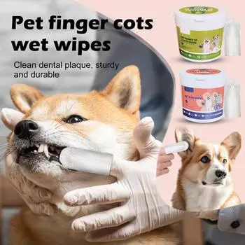 Салфетки для ухода за собаками - Салфетки, салфетки для чистки пальцев для кошек и собак | Удобный набор салфеток для чистки собак, долговечный, для маленьких собак и кошек, 60 мл One Size