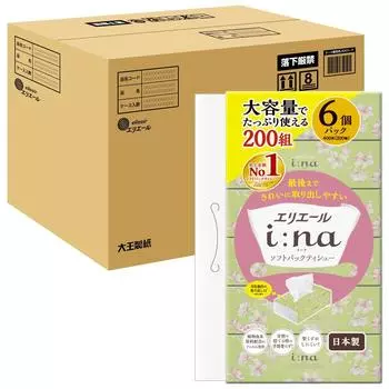 Салфетки Elleair Soft Pack 200 пар x 60 упаковок, упаковки x 10 дюймов (6 шт.) [Продажи корпусов]