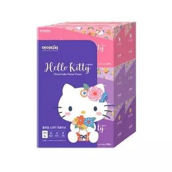 Салфетки Hello Kitty Floral Softy Beauty Tissue 2-слойные 280 листов, 280 листов, 6 штук, популярный персонаж в Корее