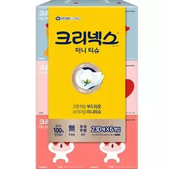 Салфетки Kleenex Kakao Deluxe Mini из натуральной целлюлозы, 230 листов, 6 штук, популярный персонаж в Корее