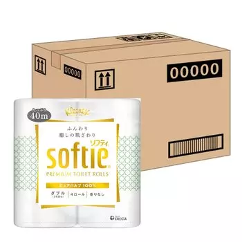 Салфетки Kleenex Softie 40 м, двойные, 4 рулона, чисто белые, 10 упаковок [продажа коробок]