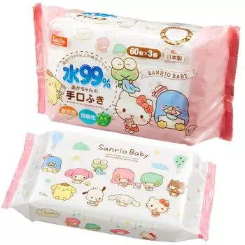 Салфетки LEC Sanrio pure water Tuguchi 60 листов x 3 Сделано в Японии 99% без добавок белый