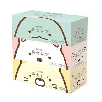 Салфетки Napia Nose Celebrity, 400 листов x 3 упаковки, коллаборация Sumikko Gurashi (200 пар)