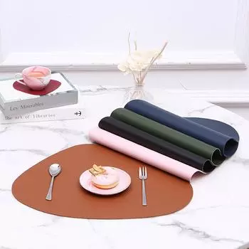 Салфетки под приборы 40x30 см 6 шт. Овальные из искусственной кожи Круглые универсальные Red