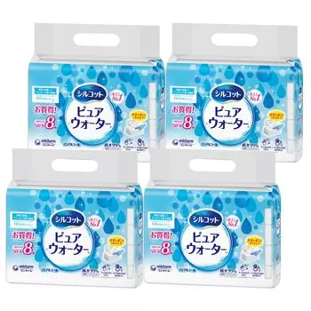 Салфетки Silcot Pure Water Wet pure 1856 листов x 8 шт. x Unicharm Tissue, 99% воды, безалкогольного типа, сменный блок, (58 4) [элемент дела]