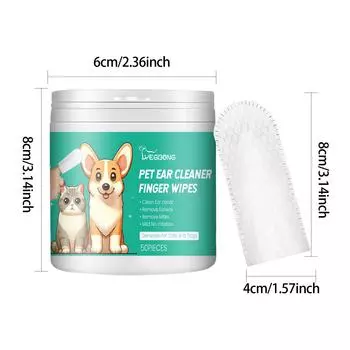 Салфетки Yegbong Cat Dog Ear Cleaner Wipes очищающий раствор для удаления грязи и ушной серы, снятия зуда и воспаления 50pcs
