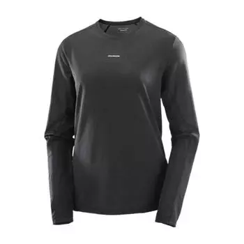 Salomon Breathable Lightweight Quick-Dry Sports Long Sleeve T-Shirt Women Tops Deep-Black C24261 XS