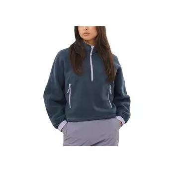 Salomon Chroma Cropped Soft Skin-Friendly Comfortable Breathable Sweatshirt Women tops Dark-Blue C24793 XS