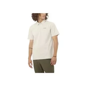 Salomon Comfortable Breathable Quick-Dry Casual Solid Color Polo Shirt Men Tops Off-White C24392 M