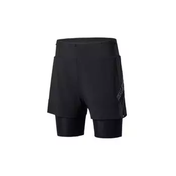 Salomon Comfortable Solid Color Mid-Rise Two-In-One Sports Shorts Men shorts Deep-Black C20482 S