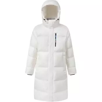 Salomon Contour Korean Line Snow Down Jacket Outdoor Solid Color Hooded Zipper Long Sleeve Long Down Jacket Women Outerwear White LC2581500 L