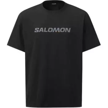 Salomon Letter Logo Print Pullover Round Neck Loose T-Shirt Men Tops Black C28060 S