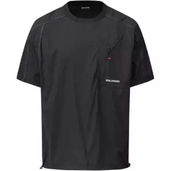 Salomon Logo Loose Fit Crew Neck T-Shirt Men Tops Black C28050 S
