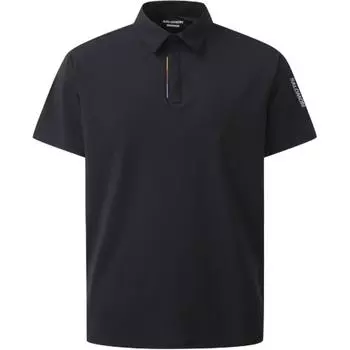 Salomon Logo Print Straight Cut Short Sleeve Polo Shirt Men Polo Shirts Black C28078 M