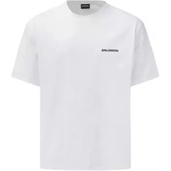 Salomon Logo Straight Cut Loose Fit Round Neck Short Sleeve T-Shirt Men Tops White C28056 2XL