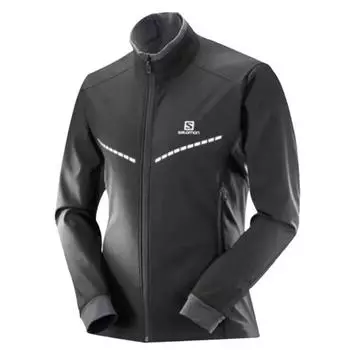 SALOMON Однотонная ветрозащитная водонепроницаемая куртка Softshell Мужские куртки черного цвета 397158 M