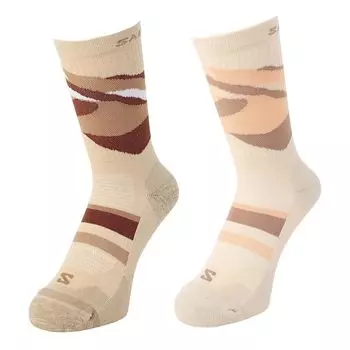 Salomon OUT ALPS CREW LC2261500 2-PACK Socks, 2-Pair Set, Curry/SHORTBREAD, Medium,