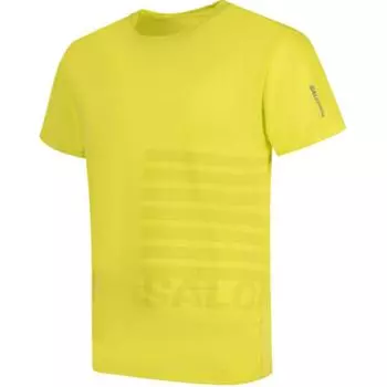 SALOMON Sense Aero SS Футболка с принтом логотипа для улицы, повседневная, спортивная, с круглым вырезом, с коротким рукавом, унисекс, желто-зеленая, LC2188800 L