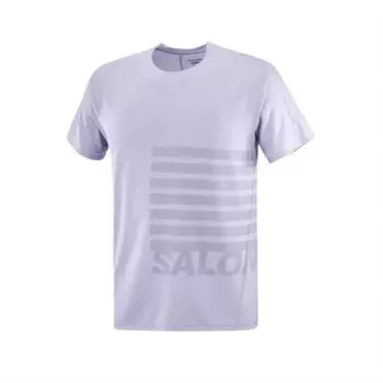 Salomon Sense Aerographic Round Neck American Letter Comfortable Short Sleeve T-Shirt Men Tops Sky-Blue Purple C26944 S