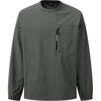Salomon Slate Series Letter Round Neck Raglan Pullover Weave Long Sleeve Pocket T-Shirt Men Tops Olive-Green C28136 S
