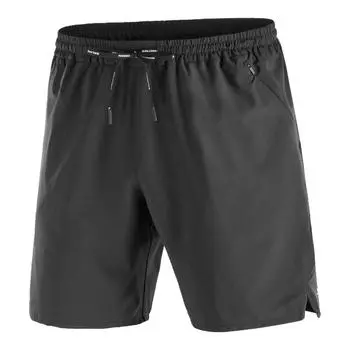 Salomon Solid Color Elastic Waist Drawstring Sports Shorts Men shorts Black LC2450800 S