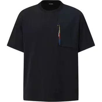 Salomon Solid Color Pocket Round Neck Loose Short Sleeve T-Shirt Men Tops Black C28151 M