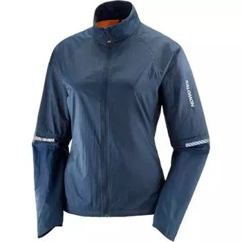 Salomon Solid Color Stand Collar Double Pocket Zipper Long Sleeve Jacket Women jackets Blue LC2099600 S