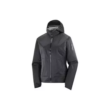 Salomon Trail Running Bonatti Waterproof Letter Print Hooded Zip Long Sleeve Jacket Women Jacket Black LC2128900