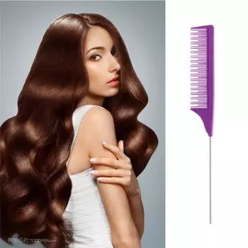 Salon Fine-tooth Metal Pin Hairdressing Styling Tool Hair Tail Comb For Hair Dyeing Rat Tail Comb чёрный