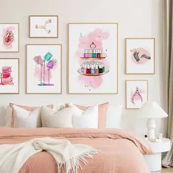 Салон красоты, настенная живопись на холсте, лак для ногтей, технический парикмахер, подарок, плакаты на скандинавскую тему и принт, украшение для гостиной, дома A4 21X30cm No Framed