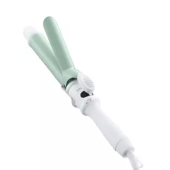 SALONIA Ceramic Curl Hair Iron 32mm Overseas Compatible with Heat Resistant Pouch Chilling Green SL-008CG