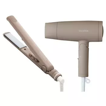 SALONIA стартовый набор фен утюжок для волос 24 мм бежевый