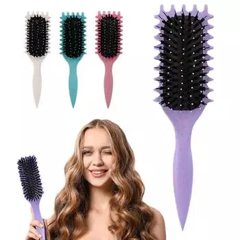 Салонная укладка вьющихся волос Щетка для укладки вьющихся волос Щетка для расчесывания и придания формы мужским и женским кудрям Уменьшает выдергивание Инструменты розовый