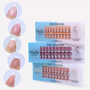 Салонный искусственный накладной кончик, длинный, полностью покрывающий палец, скульптурный, домашний маникюрный инструмент, накладные ногти-гробики, матовый, французский, натуральный B1