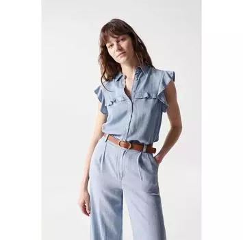 Salsa Jeans Lyocell Ruffle рубашка с длинным рукавом S