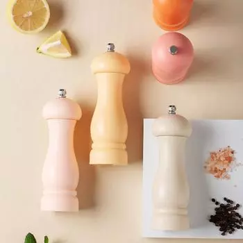 Salt And Pepper Grinder Plastic Ceramic Burr Mill Adjustable Kitchen Peppercorn Grinding Seasoning Bottle For Herb Pepper Spice теплый желтый