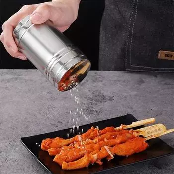 Salt Sugar Bottle Rotating Cover Multi-purpose Stainless Steel Kitchen Gadgets Spice Pepper Shaker Spice Jar Seasoning Can