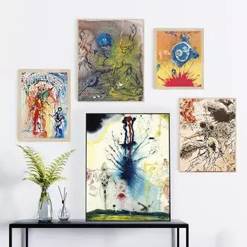 Сальвадор Дали Художественные принты Абстракция-Дали Арт Сюрреализм Искусство Ретро Настенные Работы Абстрактный Плакат для Декора Гостиной Без Рамки 21*30cm No Frame