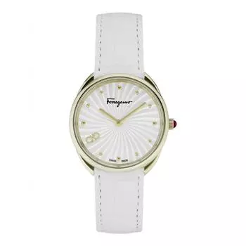 Salvatore Ferragamo Cuir Watch white gold silver